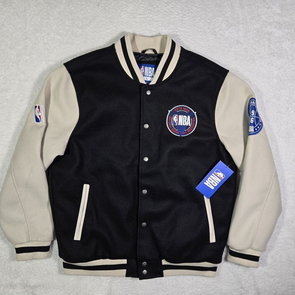 NBA National Basketball Association‎ Mens Large Varsity Bomber Jacket Black L